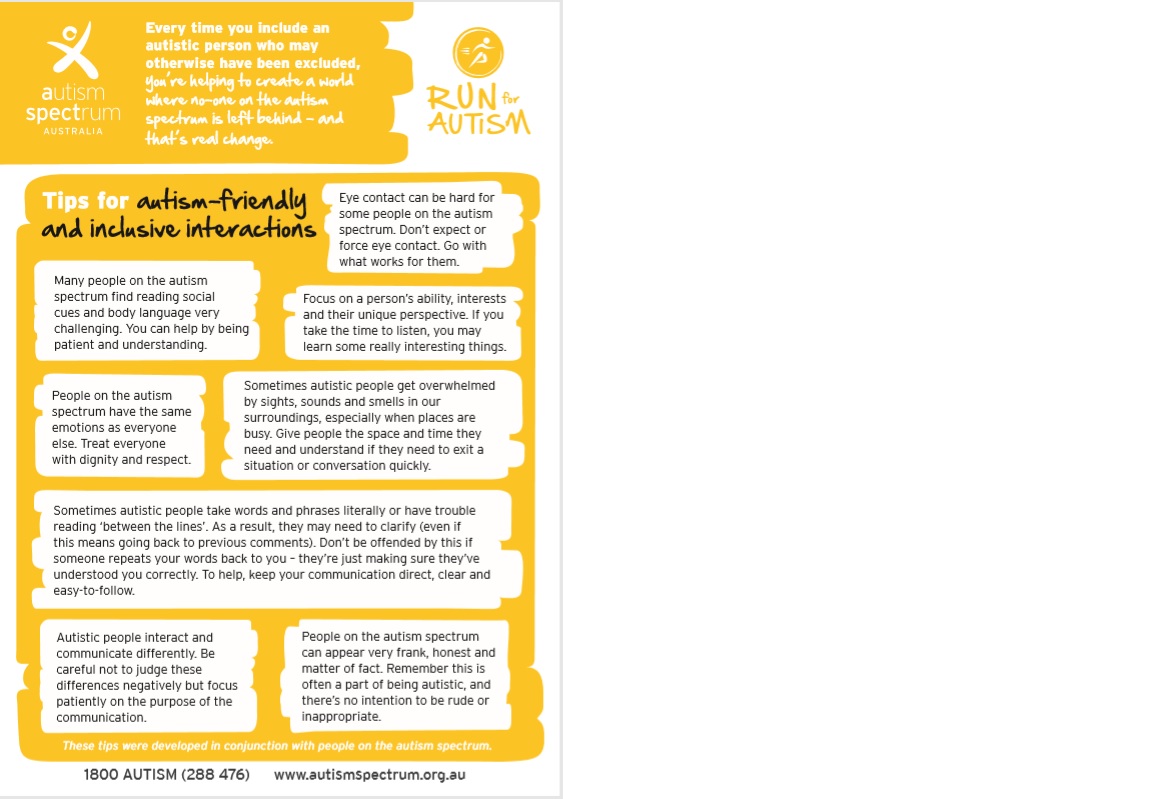 Autism-friendly and inclusive interactions